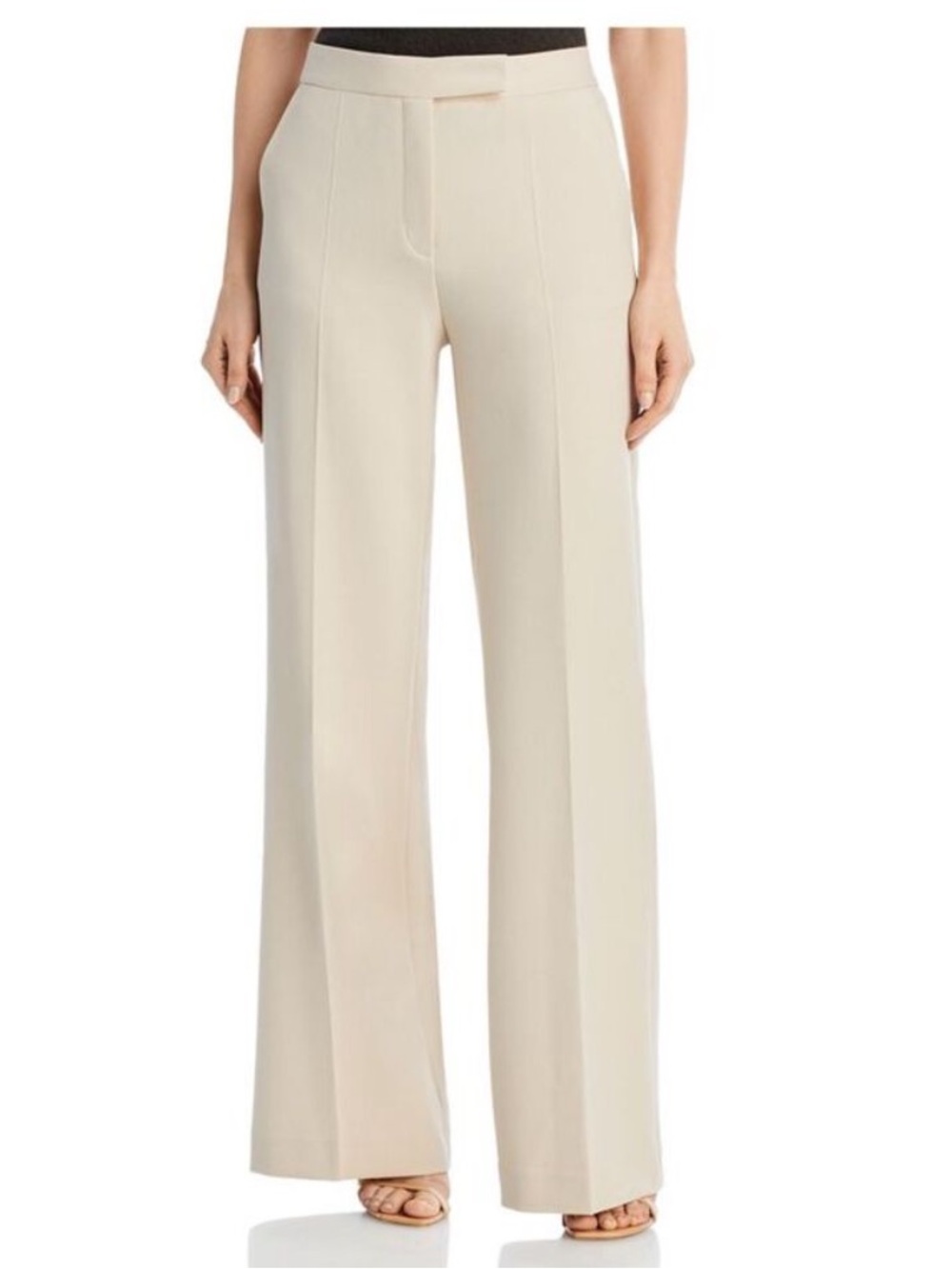 Kobi Halperin Womens Drea Beige Woven Wide Leg Dress Pants Trousers size 8